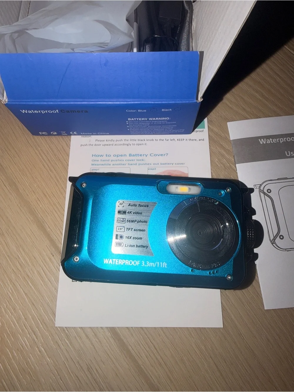 4K Waterproof Camera with 32GB Card Waterproof Digital Camera 56MP